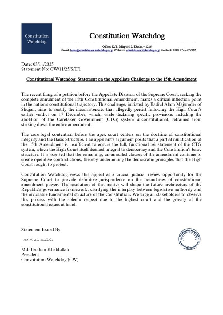 Constitutional Watchdog: Statement on the Appellate Challenge to the 15th Amendment Constitutional Watchdog_ Statement on the Appellate Challenge to the 15th Amendment_page-0001